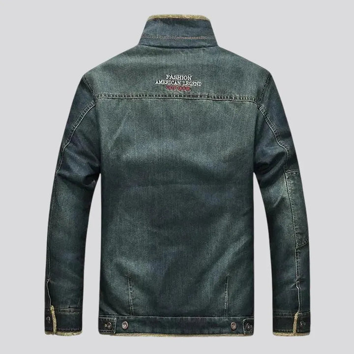 Classic vintage sanded men's denim jacket