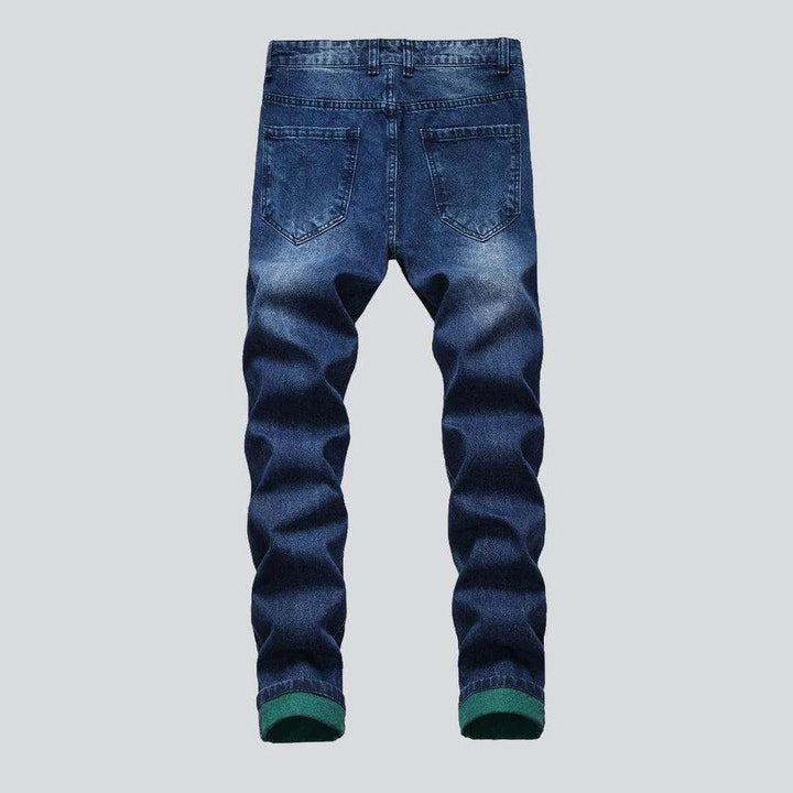 Color ripped men's jeans