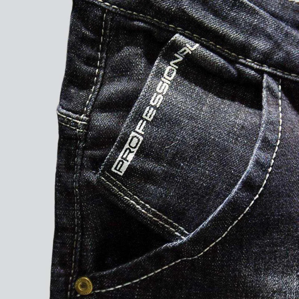 Dark wash ripped men's jeans