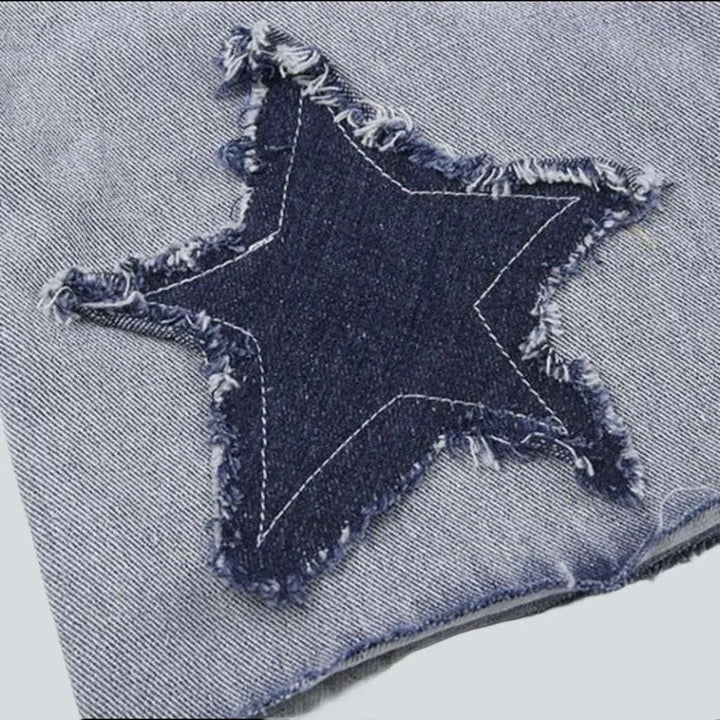 Stars embroidery mini denim skirt