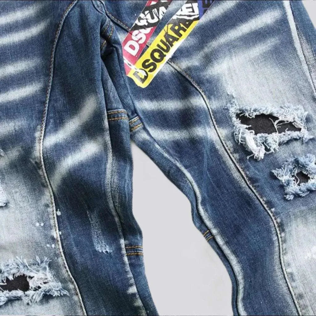 Painted men's skinny jeans