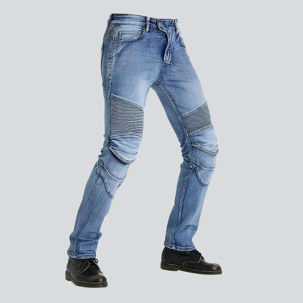 Light blue men's biker jeans
