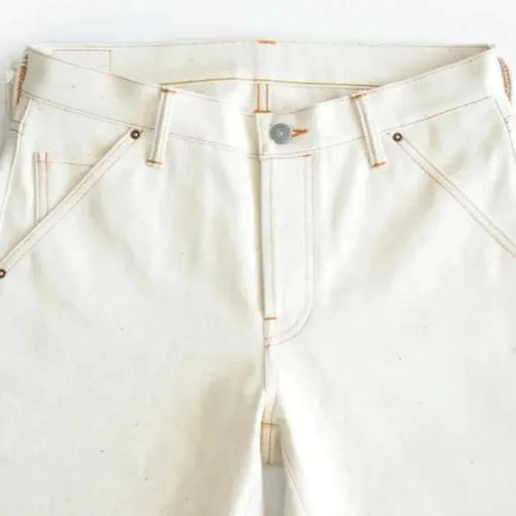 White slim men's selvedge jeans