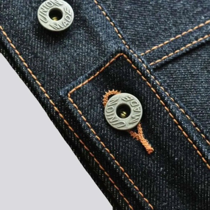 Selvedge dark wash jean jacket
 for men
