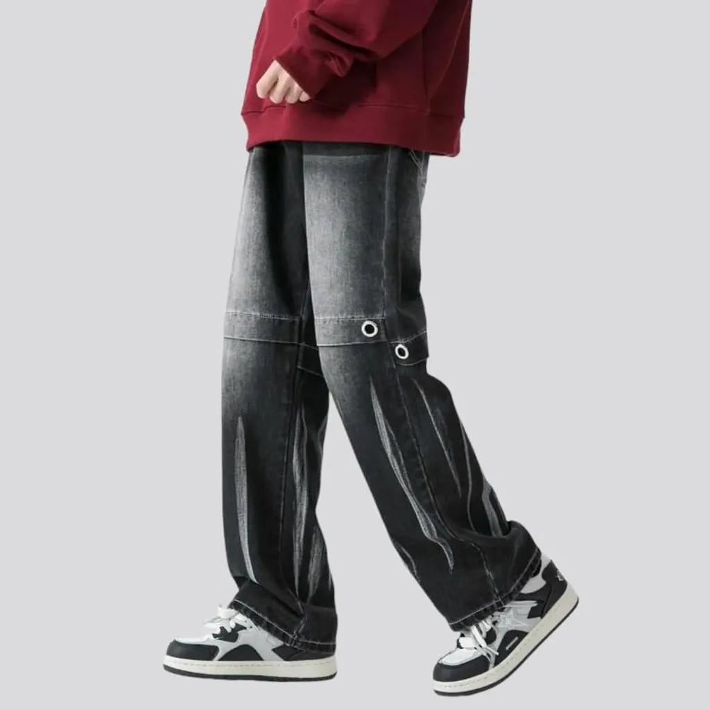 Aged men's creased jeans