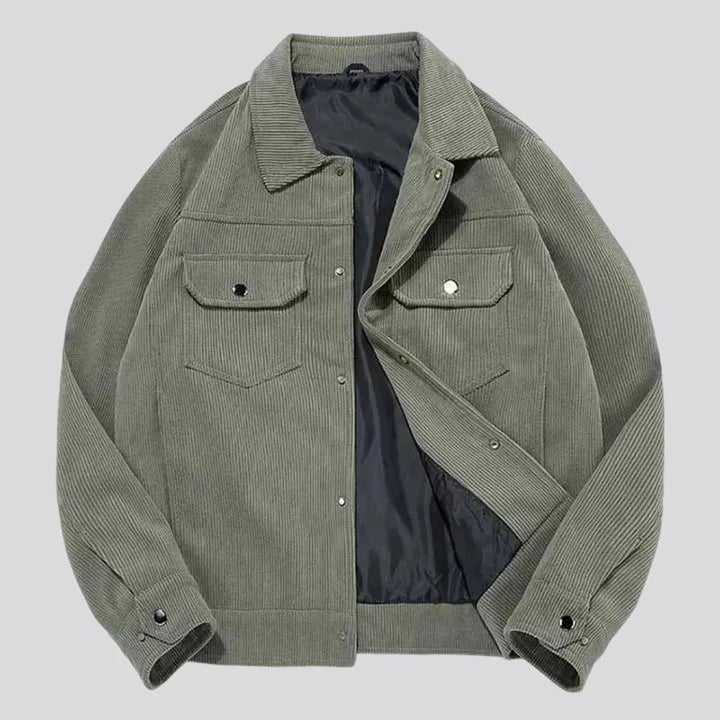 Casual cargo men's corduroy jacket