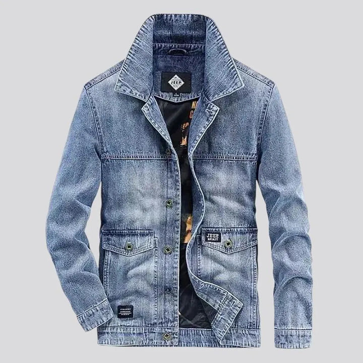 Retro casual sanded men's jeans jacket