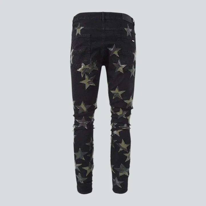 Black series stars embroidery jeans