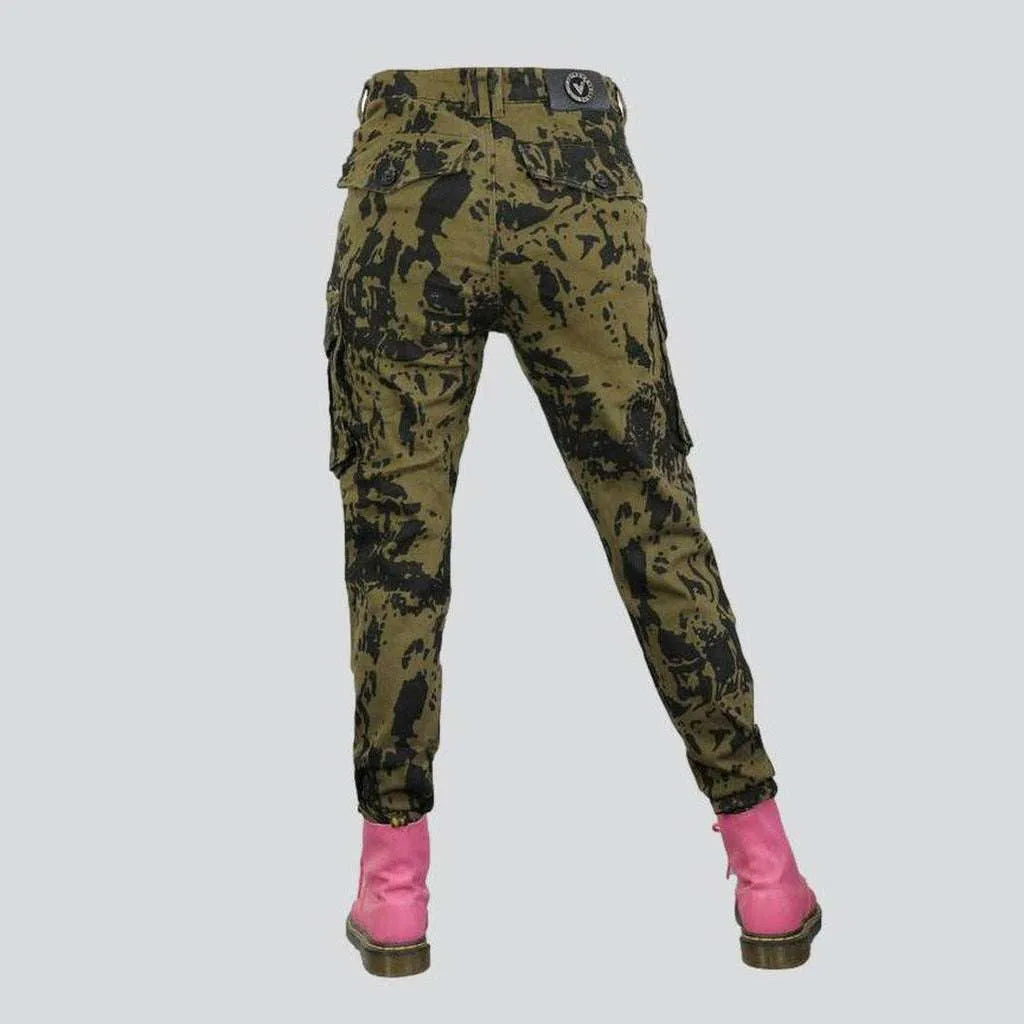 Quality camouflage women's biker jeans