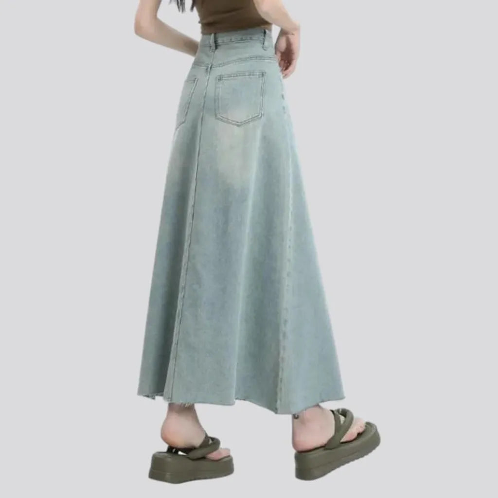 Raw-hem fashion denim skirt
 for ladies
