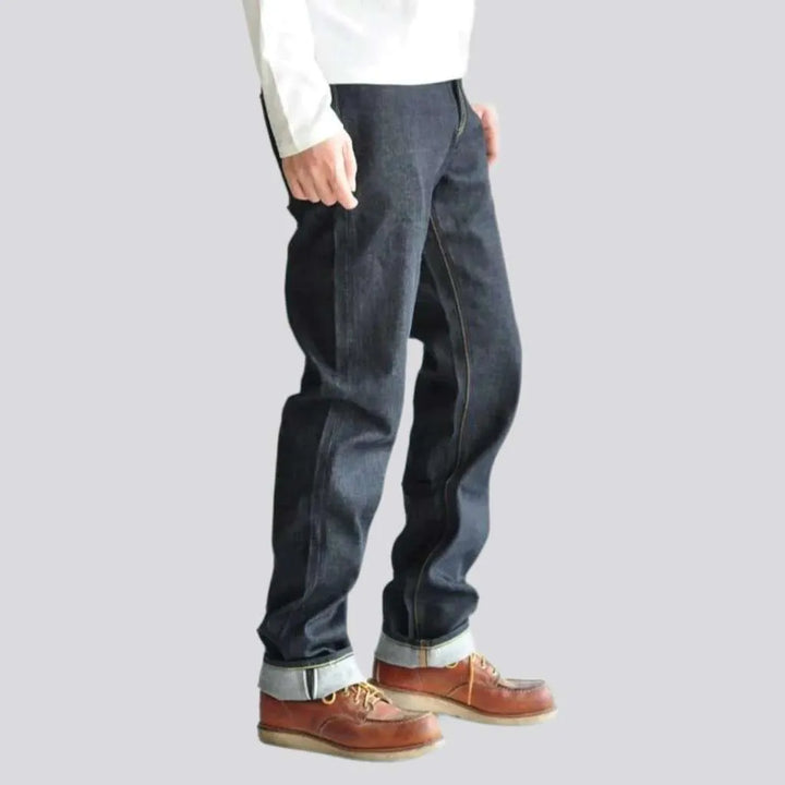 Straight raw men's selvedge jeans