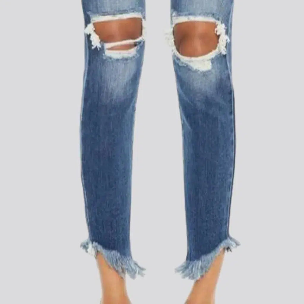 Skinny women's raw-hem jeans