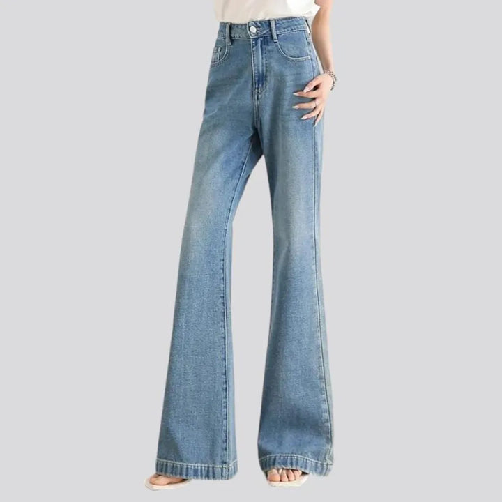 bootcut, light-wash, sanded, stonewashed, high-waist, zipper-button, 5-pockets, women's jeans | Jeans4you.shop