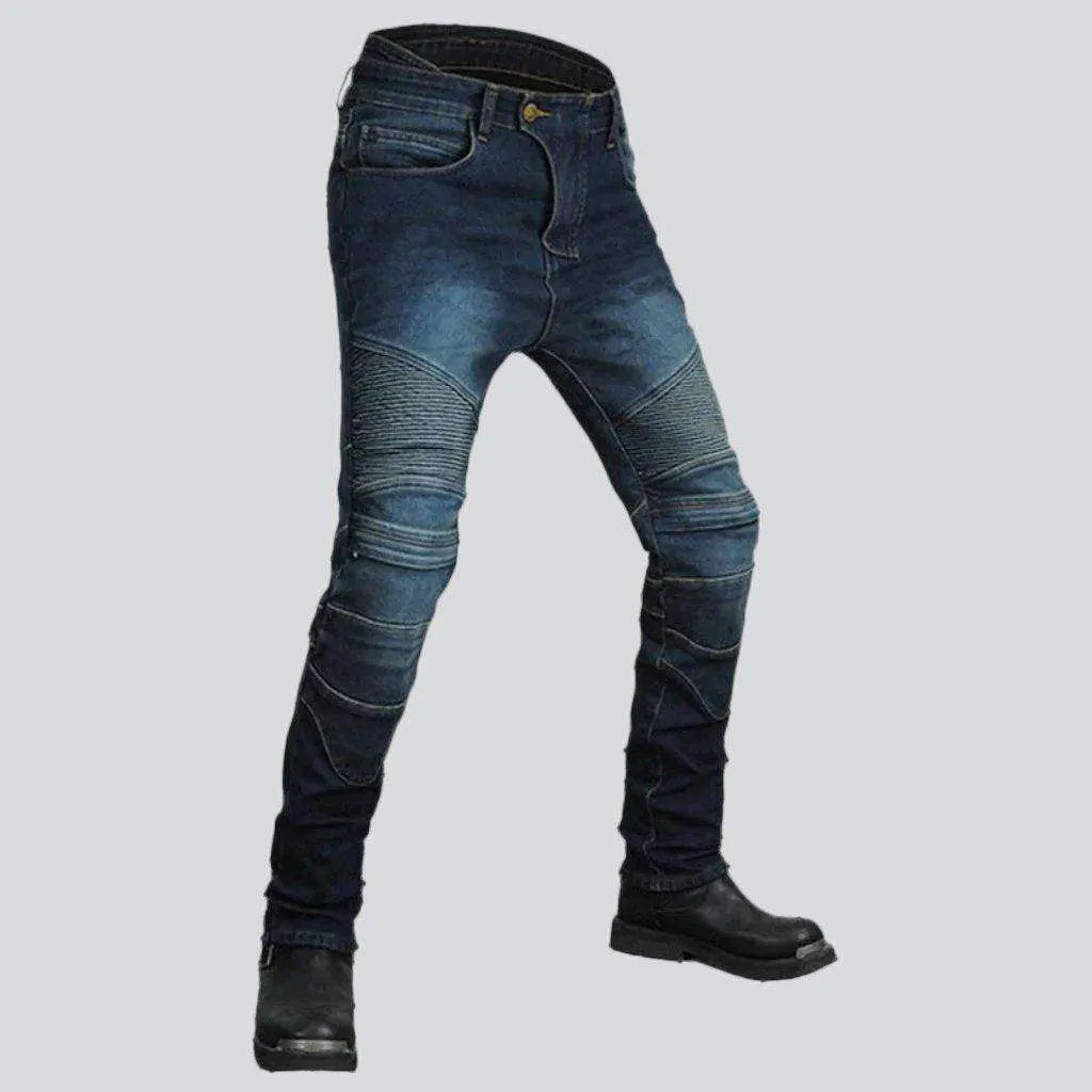 Warm velvet men's biker jeans