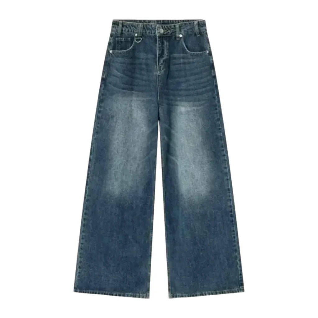 Retro Stonewashed Style Men's Jeans - Blue