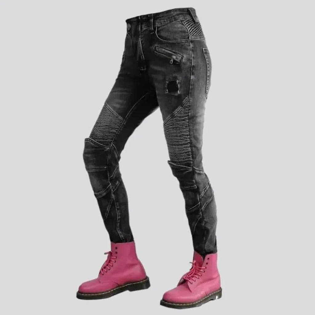 Biker high-waist jeans
 for ladies