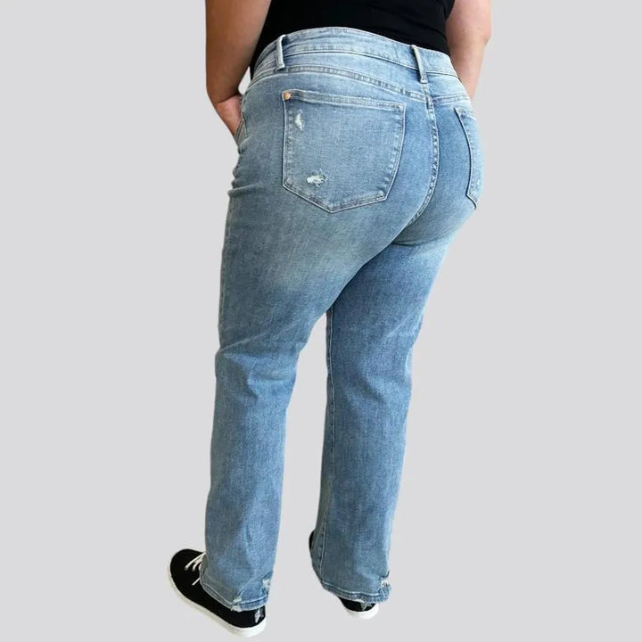 Whiskered women's straight jeans