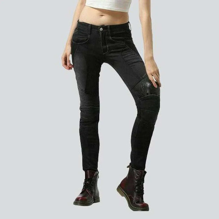 Summer breathable women's biker jeans