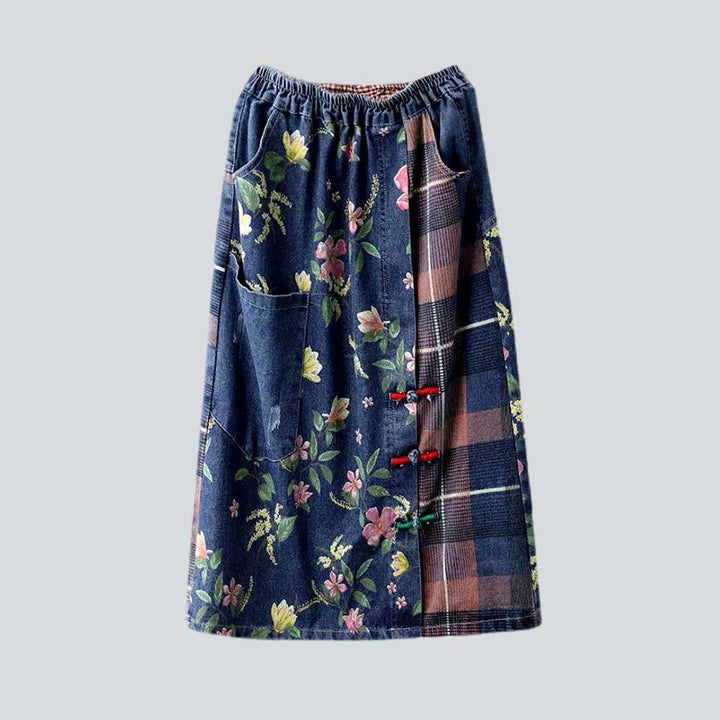 Korean design long denim skirt