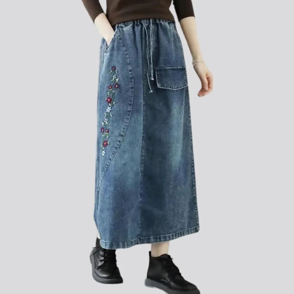Long sanded jeans skirt
 for ladies