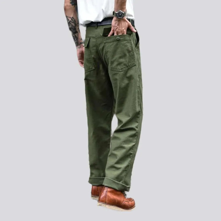 High-waist street men's denim pants