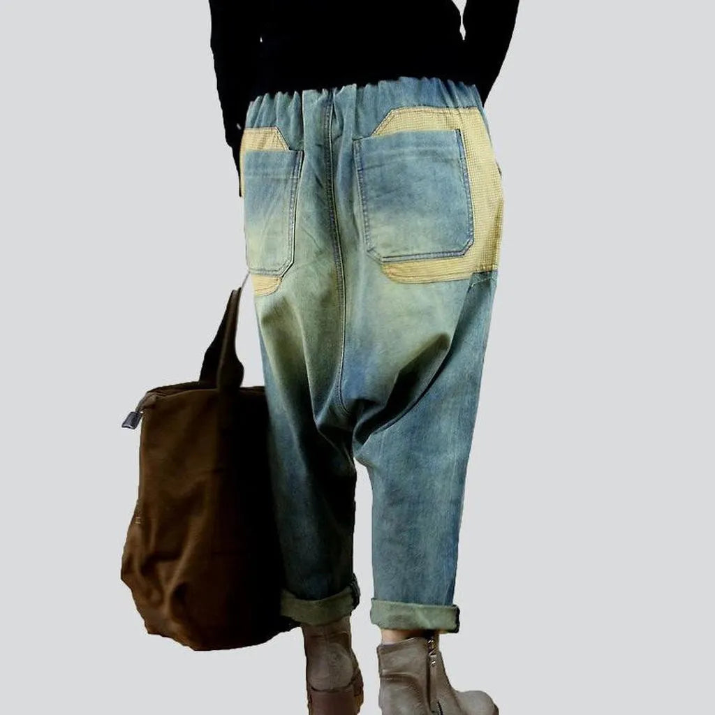Distressed vintage harem denim pants