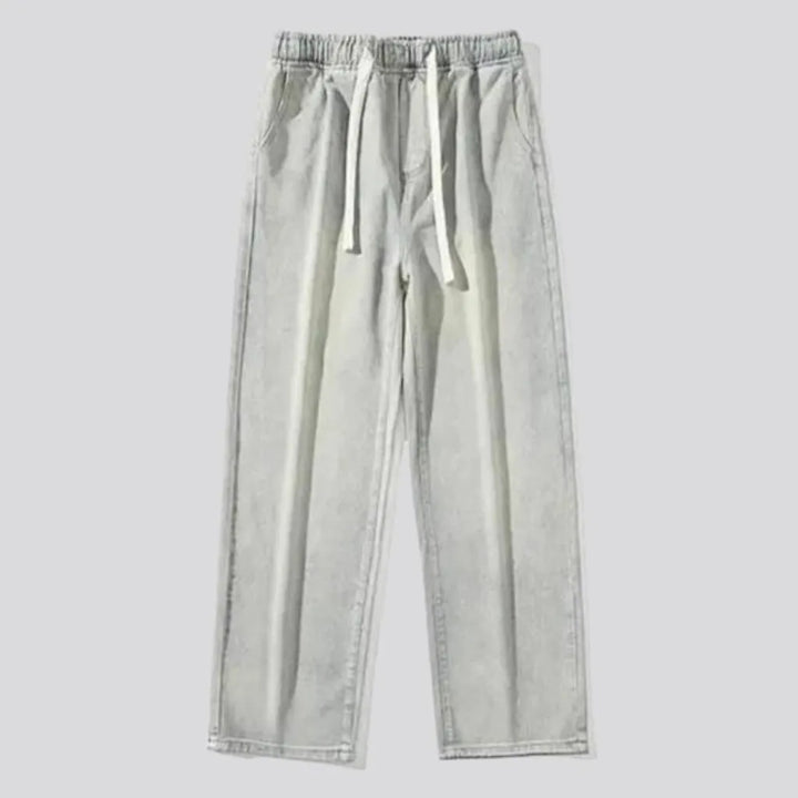 baggy, vintage, stonewashed, floor-length, high-waist, diagonal-pockets, drawstrings, men's jeans | Jeans4you.shop