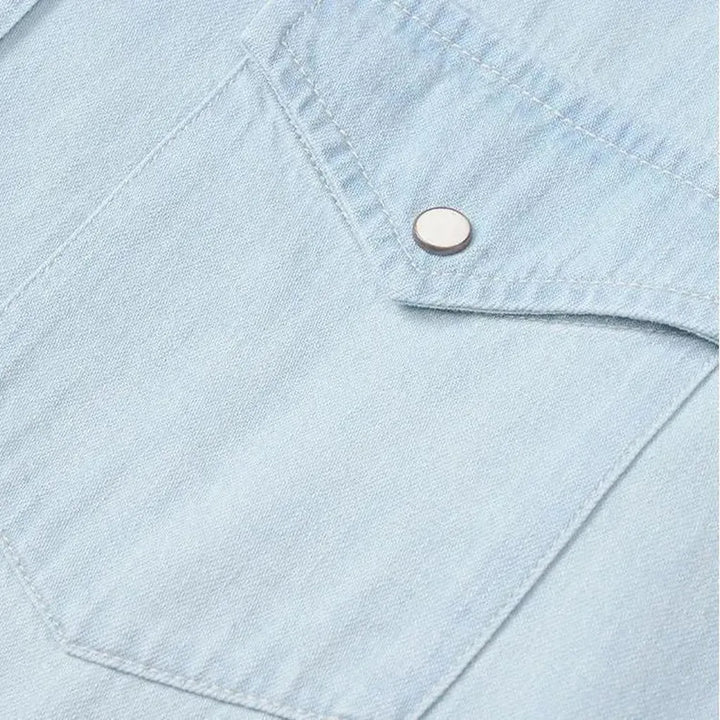 Chambray light-wash men's jean shirt