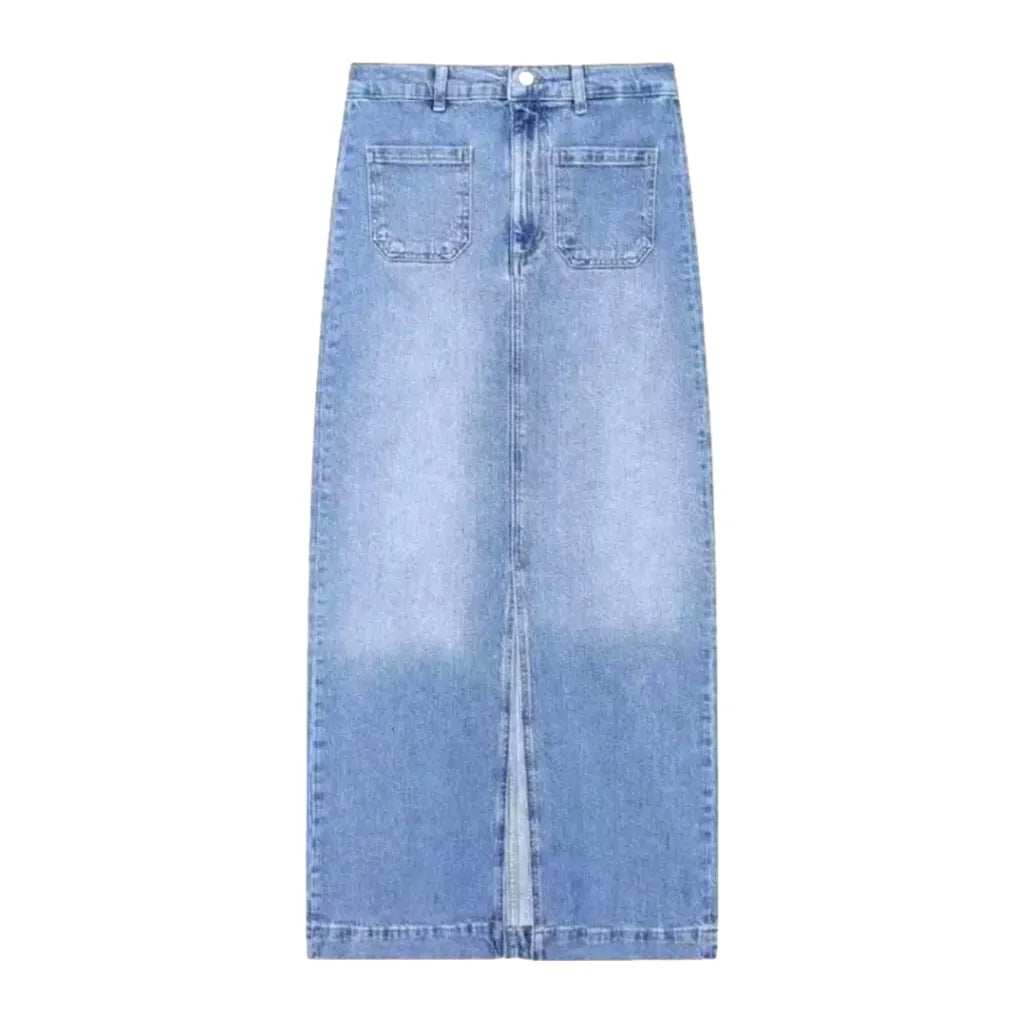 Lightweight 90s Casual Denim Skirt - Light Blue