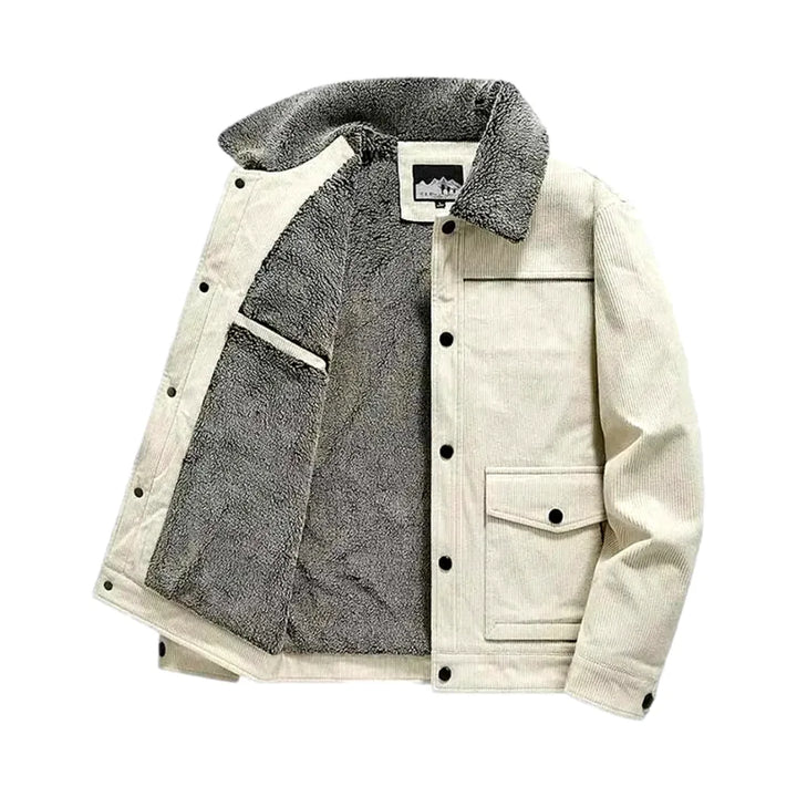 Boho Casual Men's Corduroy Coat - White