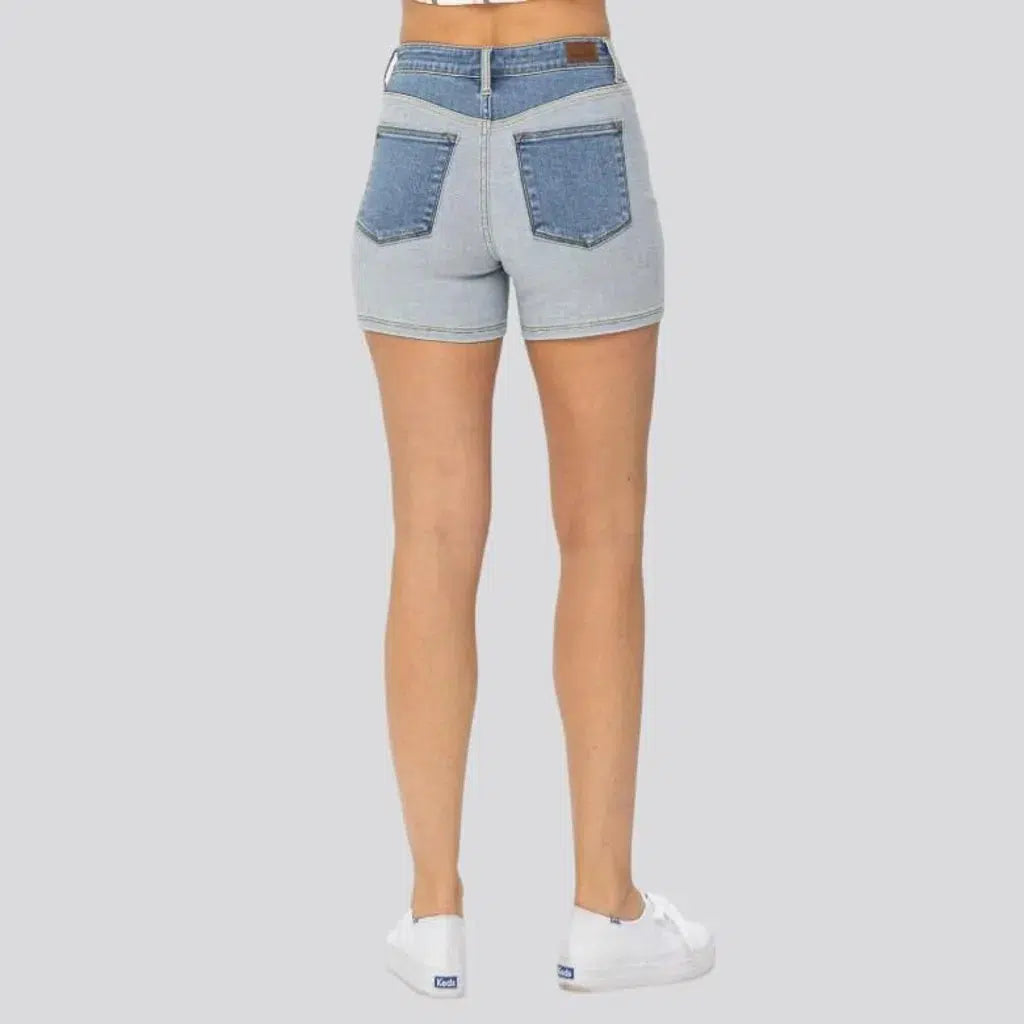High-waist skinny women's denim shorts