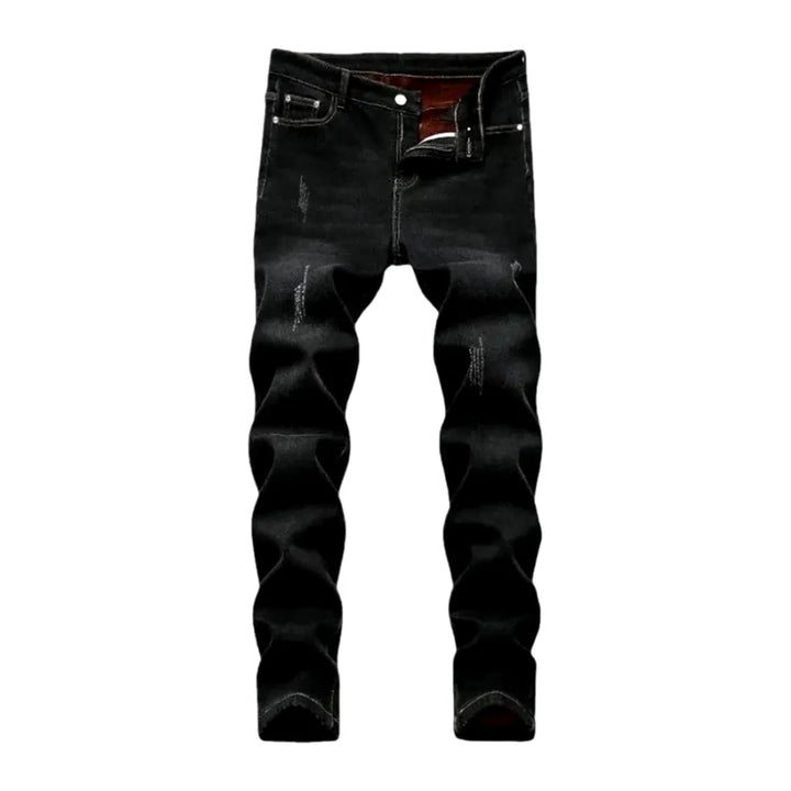 Skinny Fit Grinded Men's Jeans - Black