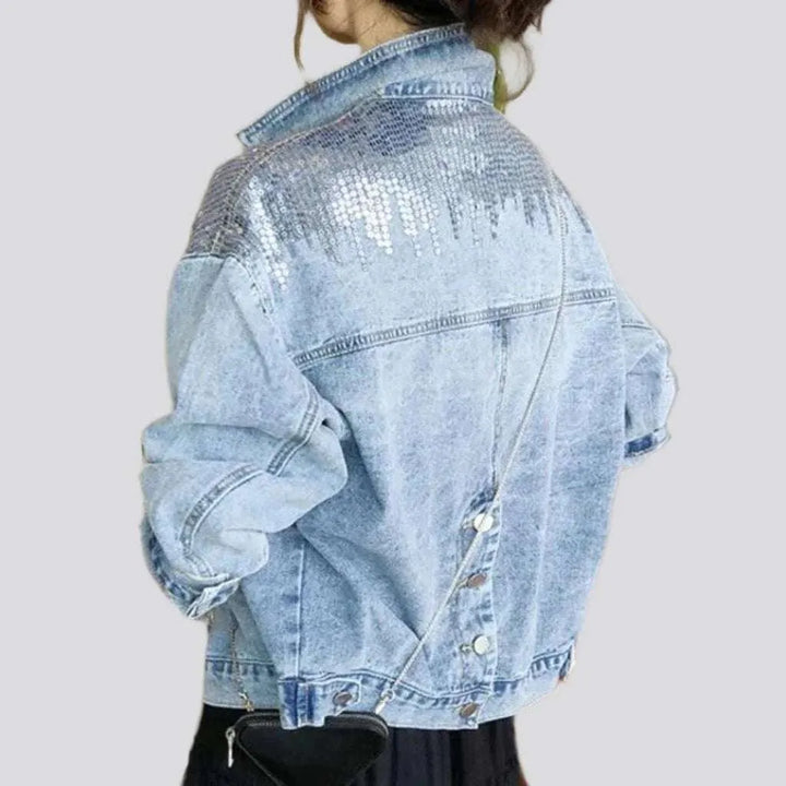 Sequin embellished women's denim jacket