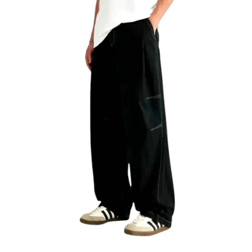 Fashionable Slouchy Fit Jeans Pants for Men - Black