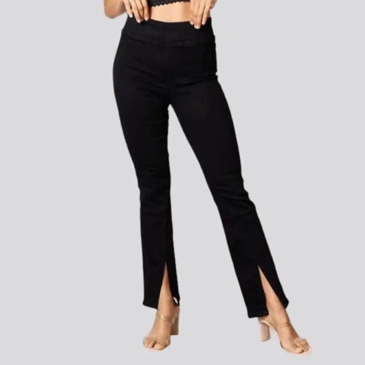 Women's front-slit-hem jeans