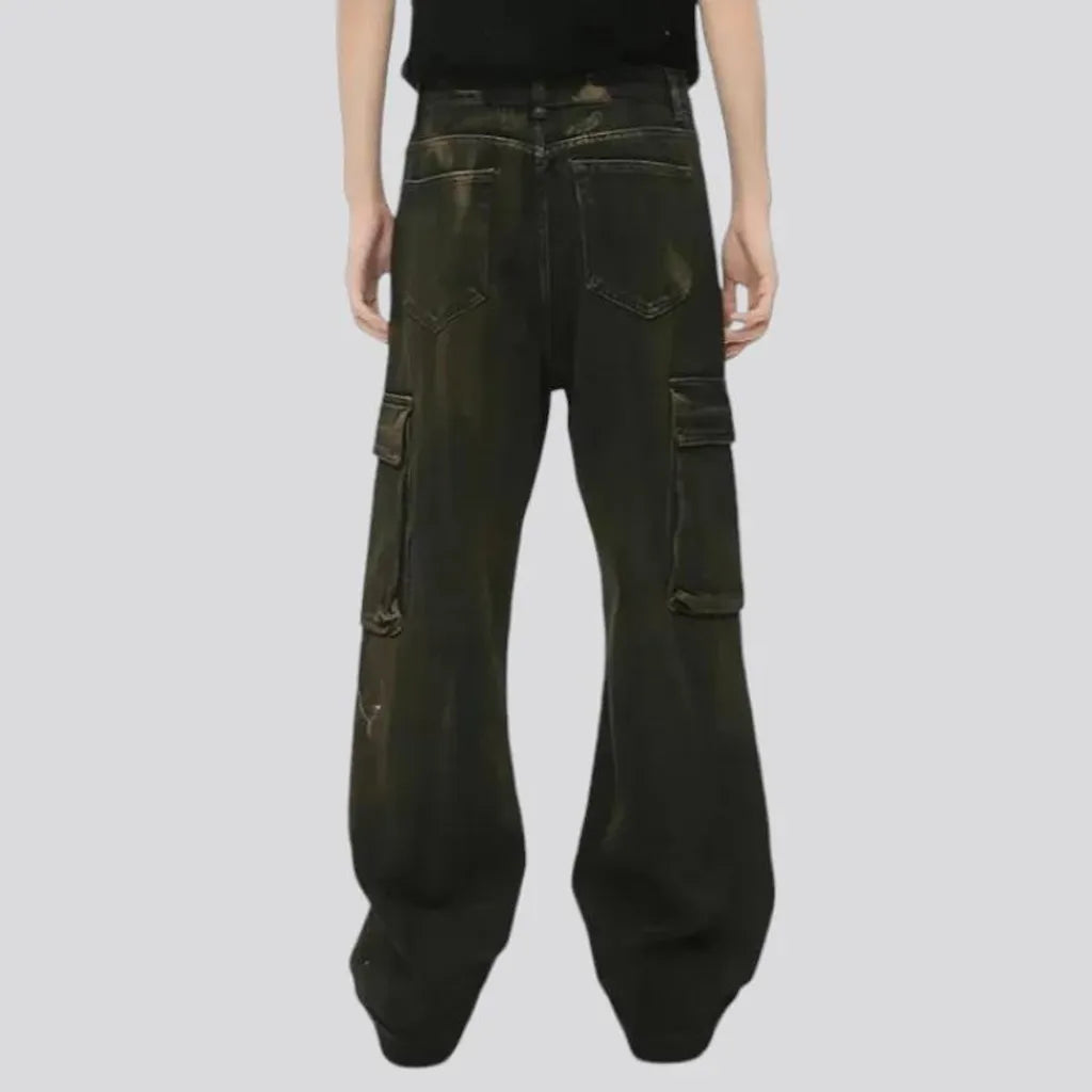 Mid rise cargo men's jeans