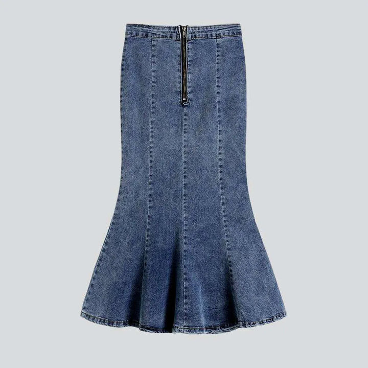 Back zipper mermaid jeans skirt