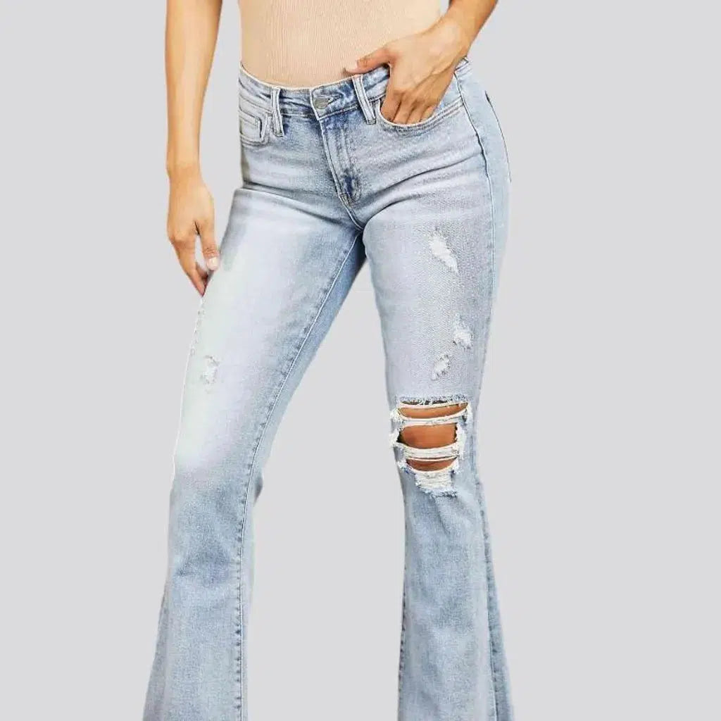 Mid-waist distressed jeans
 for ladies