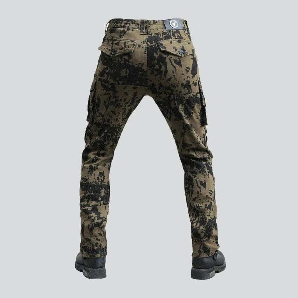 High-quality camouflage biker jeans