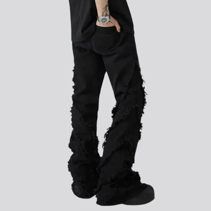 Fashionable boho frayed edge jeans for men