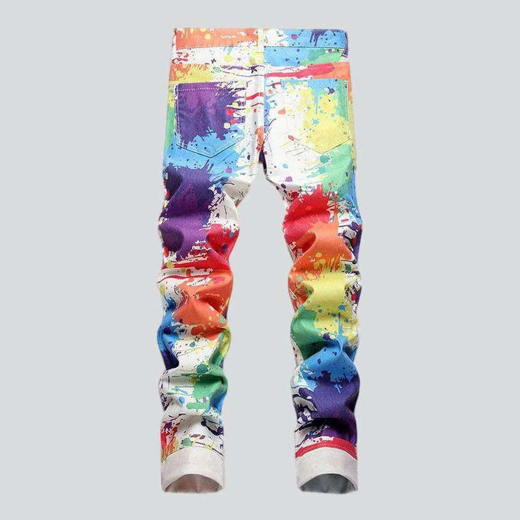 Paint splatter print men's jeans