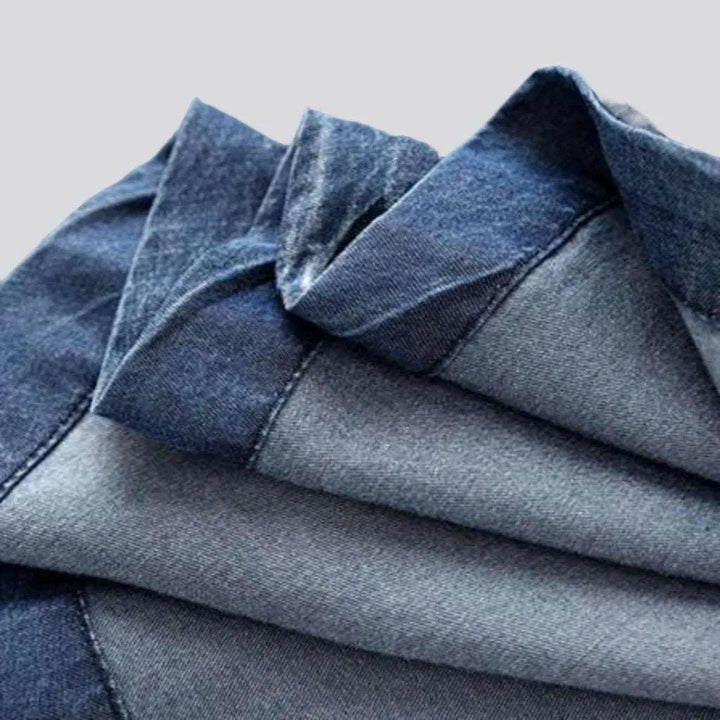 Short sleeves dark wash jean dress
 for women