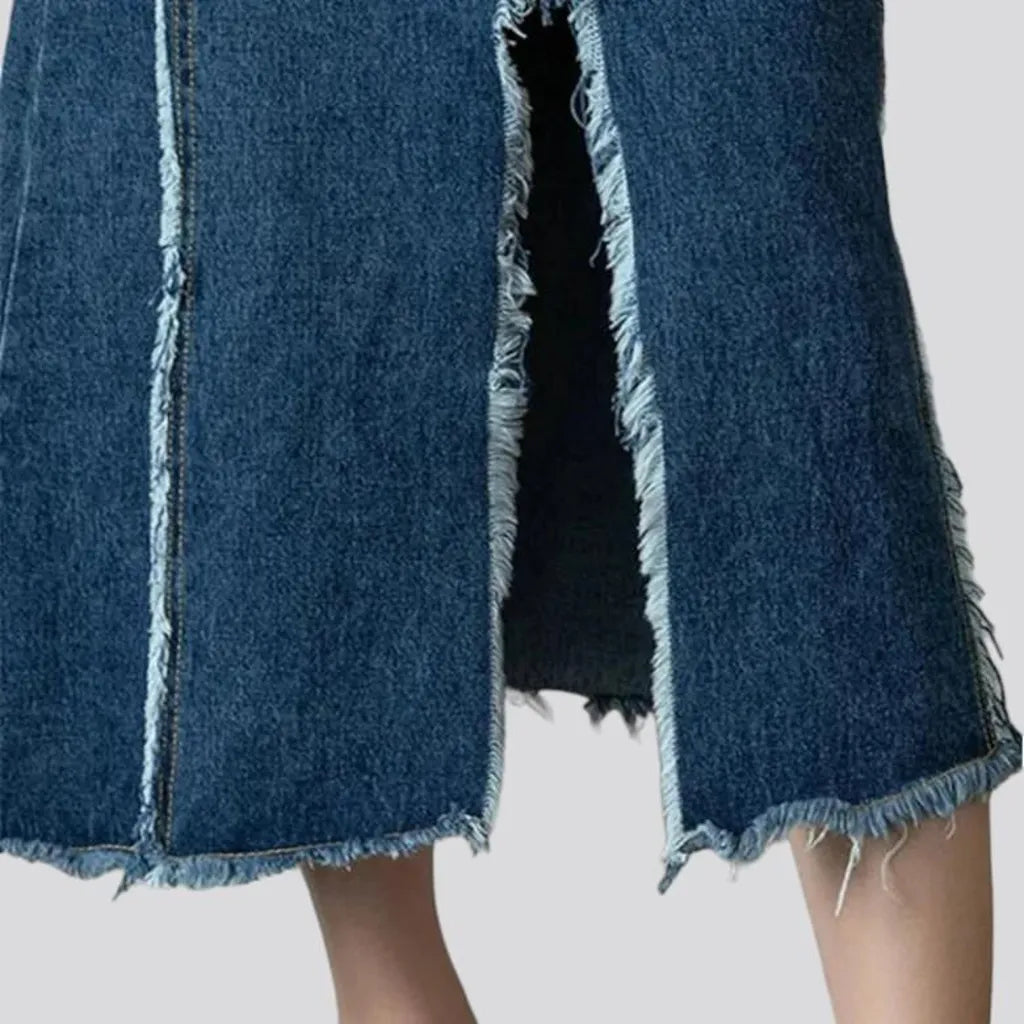 Distressed women's jean skirt