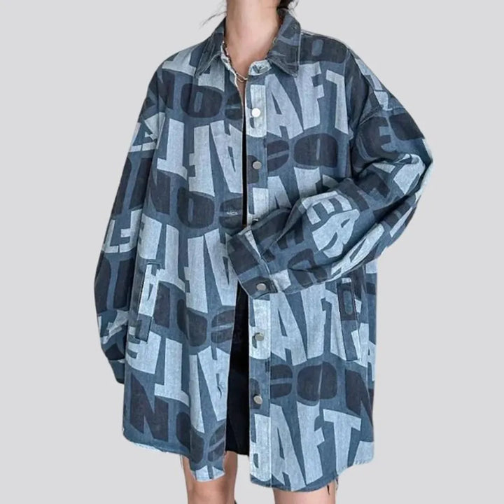 Letter-print y2k denim jacket
 for women | Jeans4you.shop