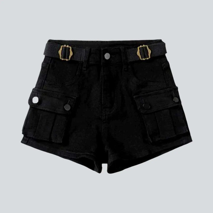 Cargo color women's denim shorts