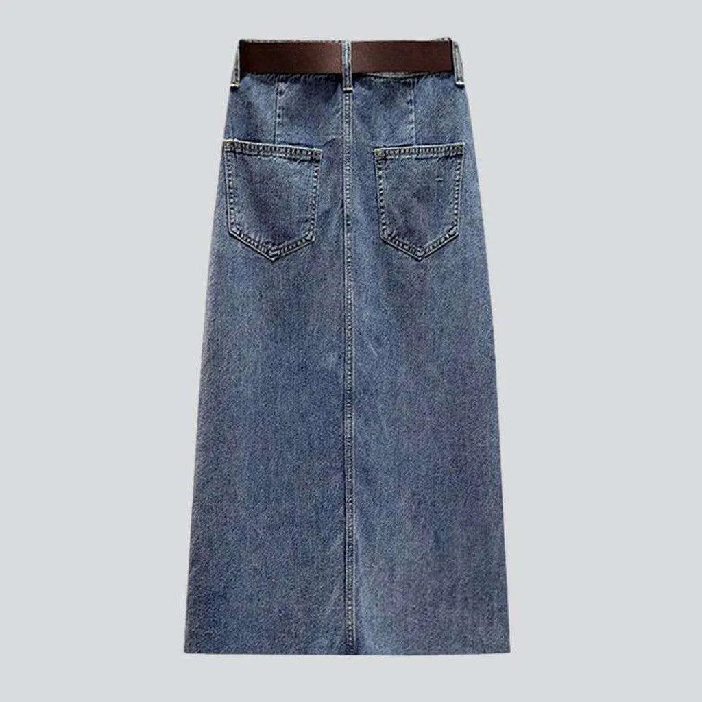 Vintage slit long jean skirt