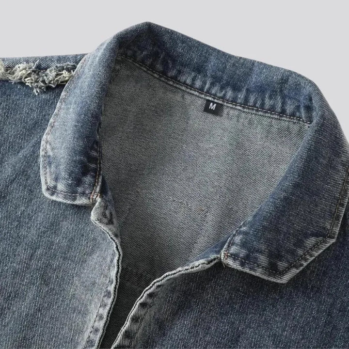 Slim-fit embroidered men's denim jacket