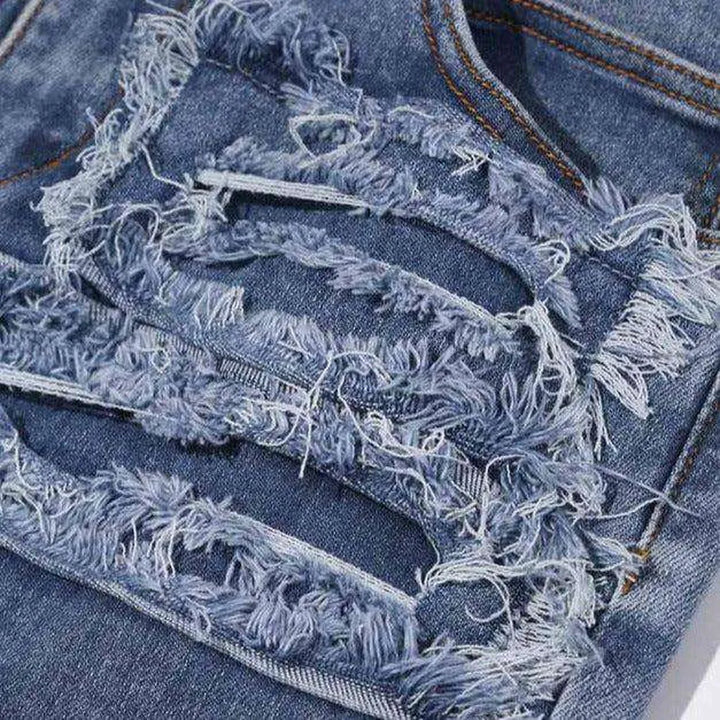 Ripped patchwork straight men's jeans