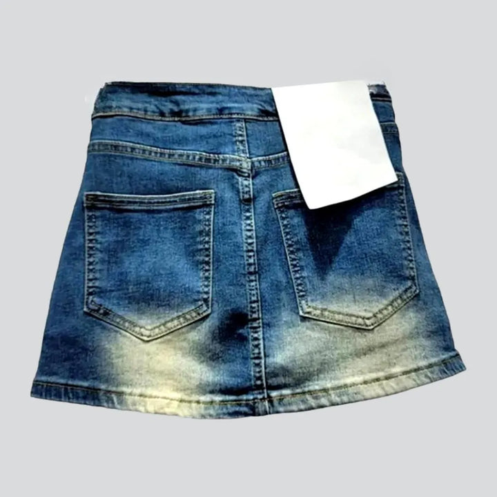 Mid-waist women's jeans skort