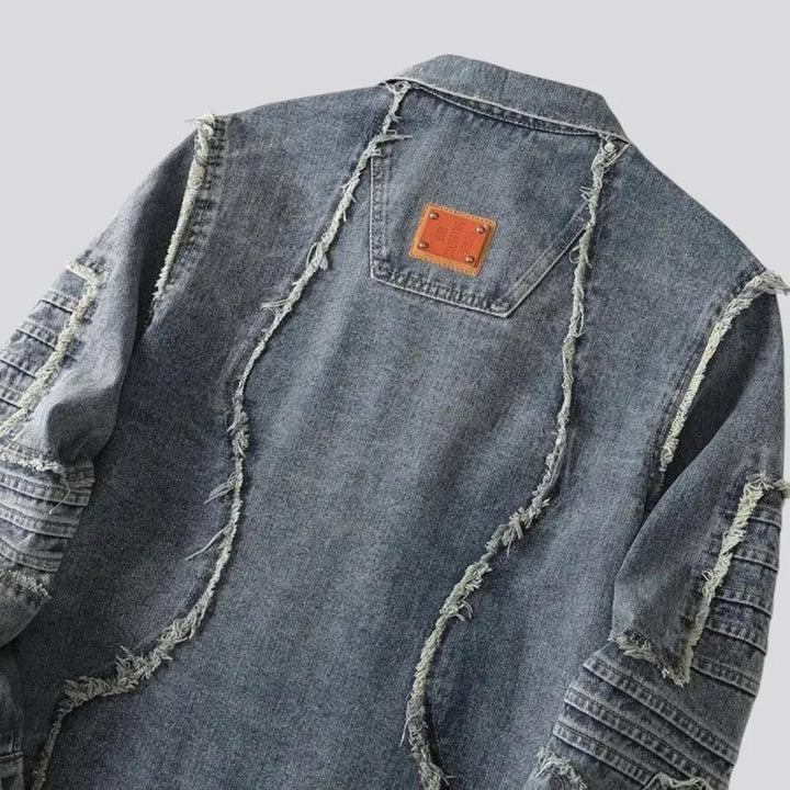 Slim-fit embroidered men's denim jacket